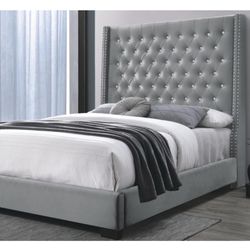 Brand New King Size Grey 6foot Tall Bed Frame With New Mattress/Fast Delivery