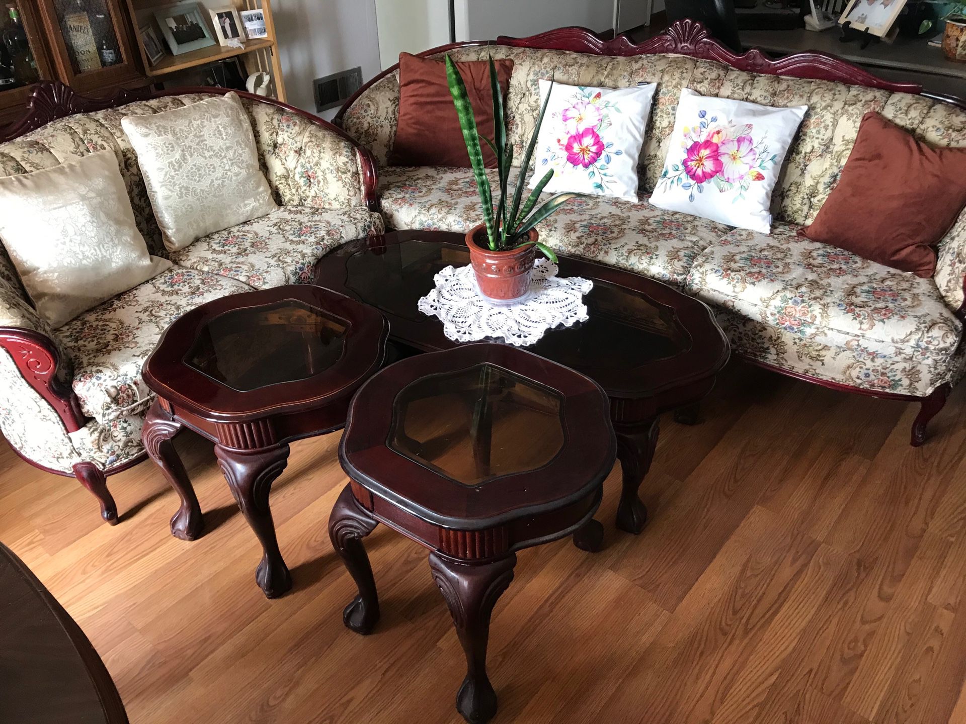 Floral living room set.