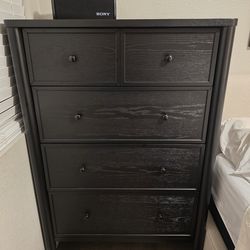 Austen Black Wood 57" 4 Drawer Chest