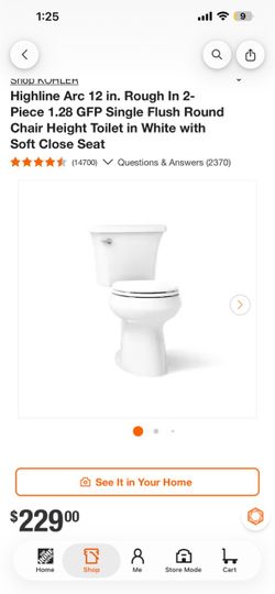 Highline Arc 2 piece toilet. Round bowl Soft close seat!! New