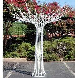 Large White Metal Tree Sculpture