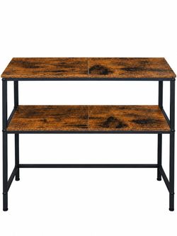 Industrial 2-Tier Console Table with Metal Frame