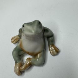 Porcelain Glazed Frog FigurinGreen Vtg Collectibles Made In China