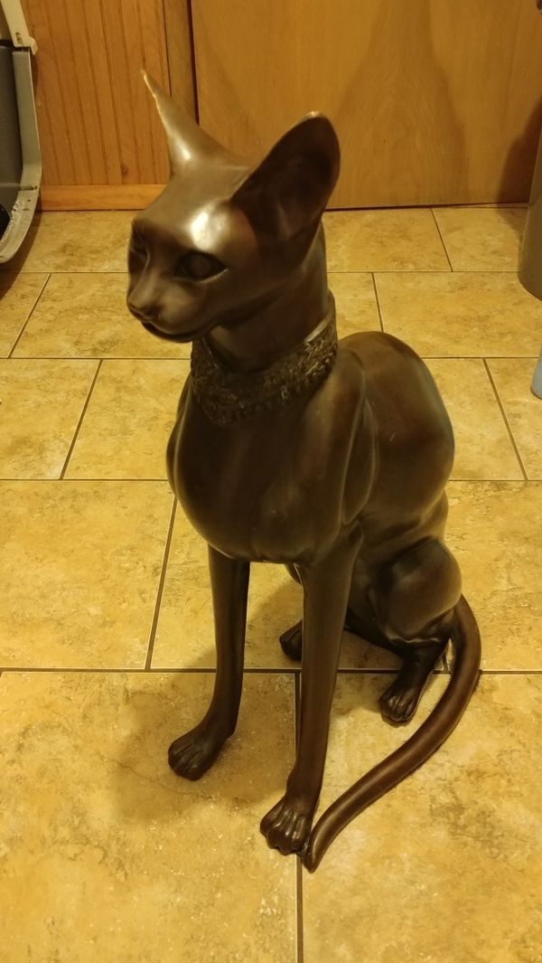 A. Tiot Large bronze Egyptian cat sculpture for Sale in St. Louis, MO