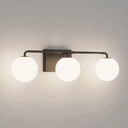 Flat black and white Bathroom vanity light fixture 3 bulb
