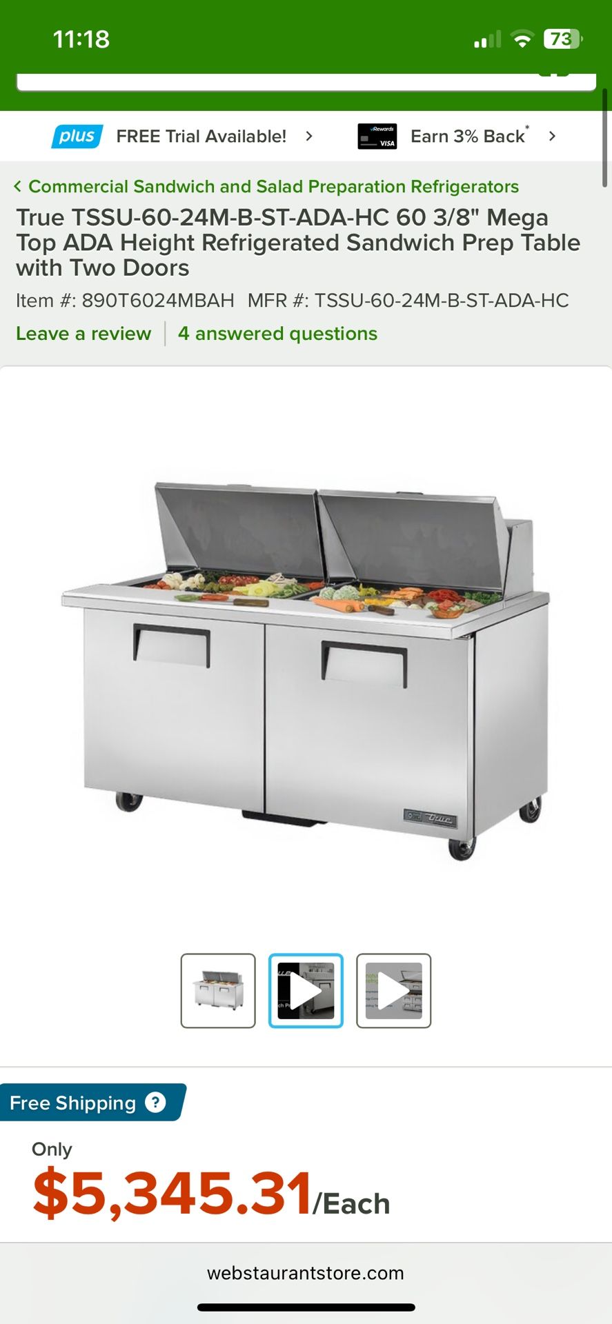 Brand New True Sandwich Prep