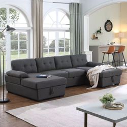 BRAND NEW LARGE DARK GREY U SHAPED SECTIONAL COUCH