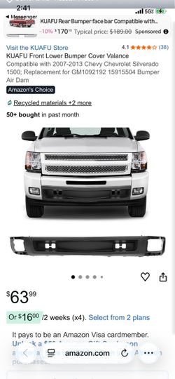 Chevy front bumper valance 2007-2013