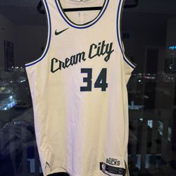 Nike Milwaukee Bucks Cream City Jersey #34 Antetokounmpo Large 