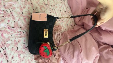 Black juicy bag with strawberry pouch