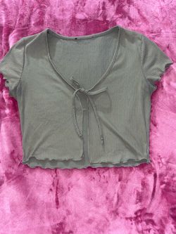 Dark Green Ruffled Crop Top - Size Medium