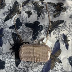MMS Starlet Hollywood Co Gold Clutch Handbag Purse Crossbody
