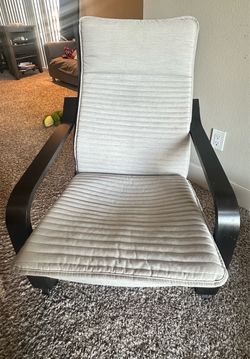 IKEA POÄNG Armchair - Black-Brown / Light Beige Cushion