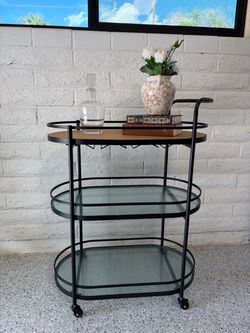 Modern Black & Glass Bar Cart | Serving Cart