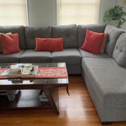 Super Clean Grey Sectional For Sale