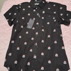 Nwt Mens Medium Wxyz Christmas Black Dress Shirt 