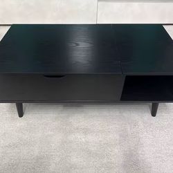 Lift Top Coffee Table in Black with Adjustable Storage