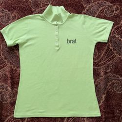 Brat Charli XCX neon green polo tee in women’s medium.