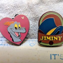 Two New Disney Pins Jiminy Cricket Figment Dragon Trading Disneyland Middle