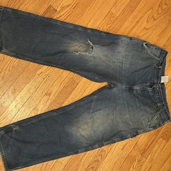 Carhartt blue jeans distressed size 38x30 