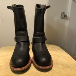 RED WING 2966 ENGINEER BLACK BOOTS 