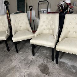4  Beige Wood Chairs 