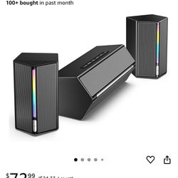 FIFINE Computer Speakers System with Subwoofer, Gaming Speaker for PC with RGB, Volume Control, Monitoring, 3.5mm Aux Input, AC Powered Speakers for D