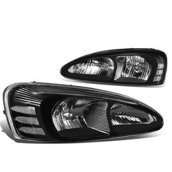 04-08 Pontiac Grand Prix Black Housing Headlights With Clear Corners, Luces Cascara Negra