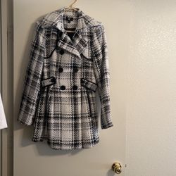 Womens Black And White Trench Coat 