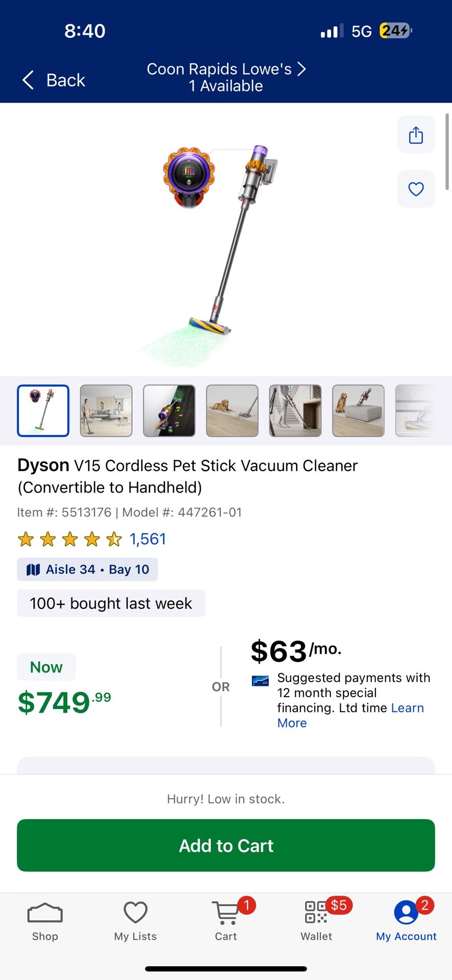 V15 Dyson Vacuum 