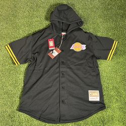 NWT Los Angeles Lakers Retro Hooded Baseball Jersey 