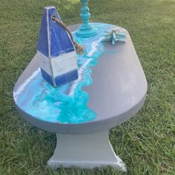 Oval Coffee Table Grey Coastal 