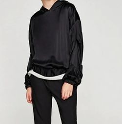 Zara Woman Black Satin hoodie Size M