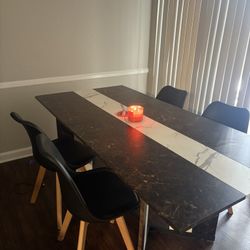 Marble Dining Table with 4 Chairs – Great Condition