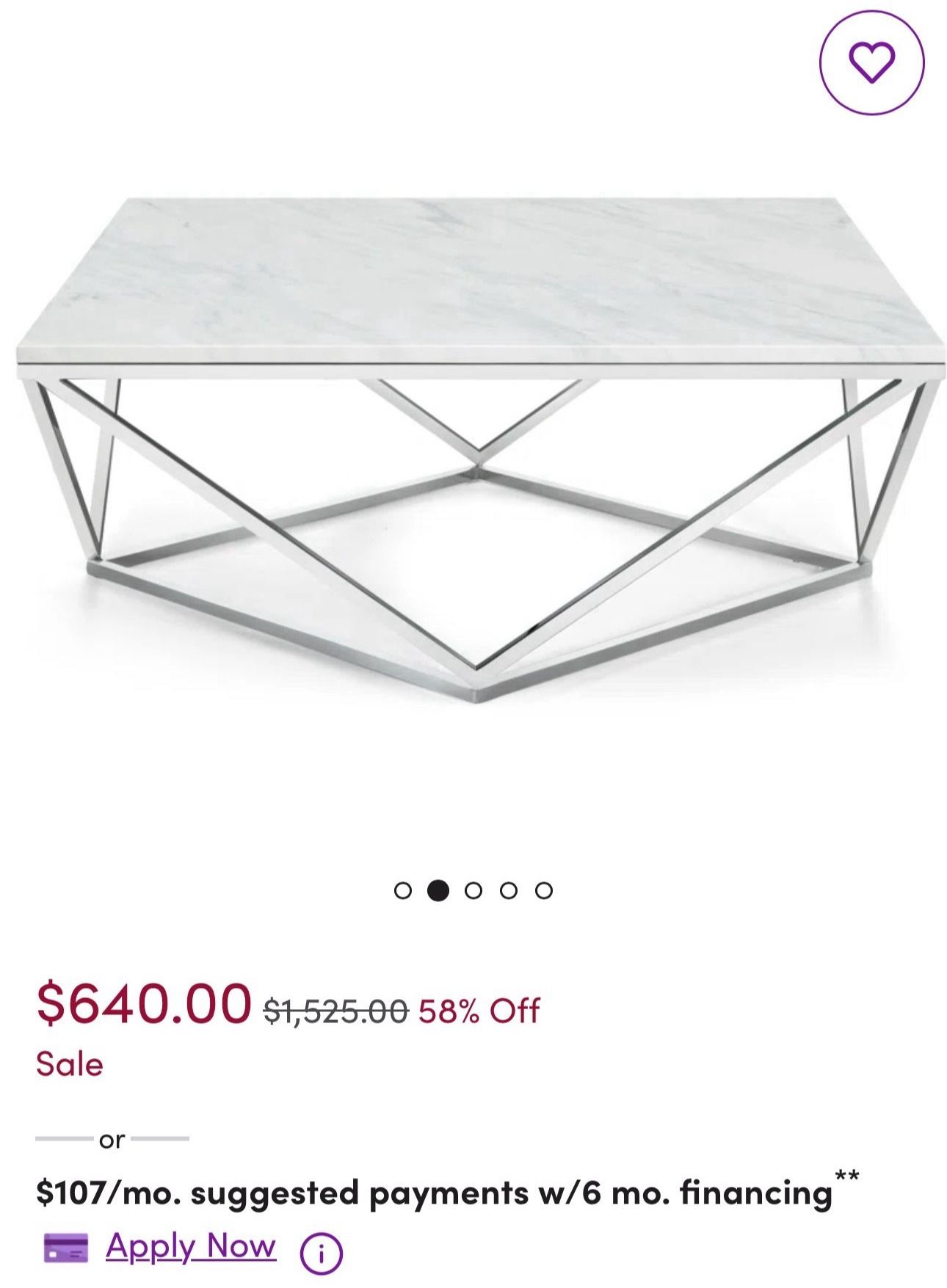 Faux marble Coffee Table + End Table With Chrome base