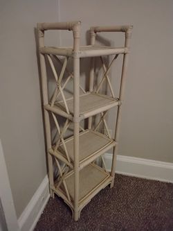 Wicker Rattan Style Four Tier Shelf Unit