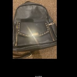 EUC 2 in 1! Bebe wallet zippered backpack mini book bag black gold carry case 