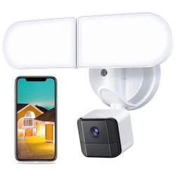 Floodlight Camera, Security Camera Outdoor 2500-Lumen Brightness with Siren Alarm IP65 Waterproof 1080p Night Vision Motion-Activated and Two-Way Audi
