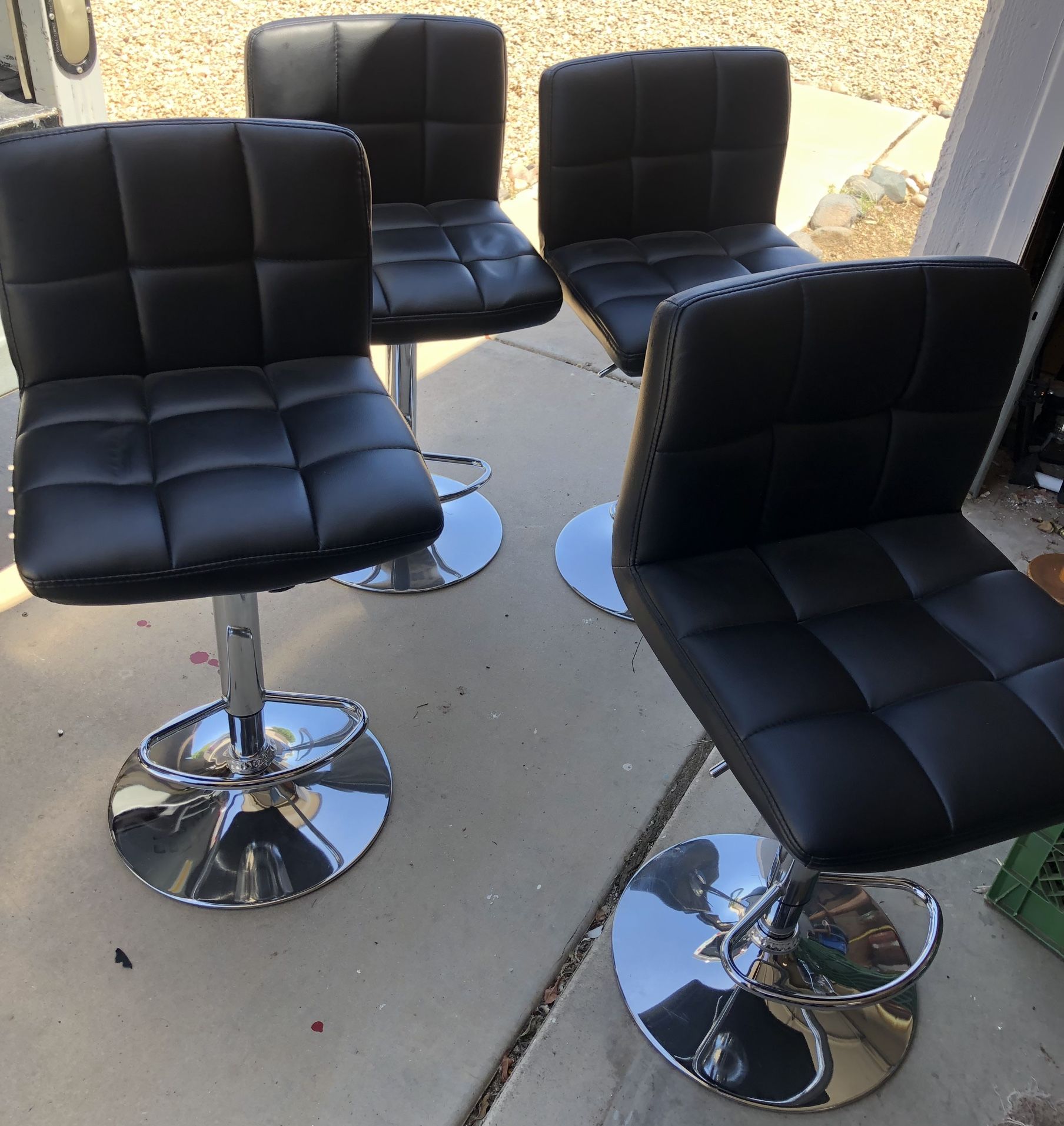 Bar stools - adjustable swivel, leather dining chairs, 4 Each