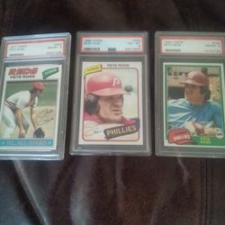 3 Pete Rose PSA Cards