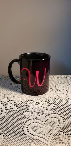 Black Mug Ceremic Red "W" Monogram 6" T