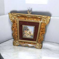 Les Charmes de la Vie Champetre by Boucher ~ Italy Hand Painted ~ Gilt Frame