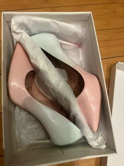 Size 8 Cotton Candy Pink & Baby Blue Gradient Heel Pumps Stillettos Leather Chelsea & Violet cv-carre