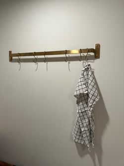 Schoolhouse electric brass rail w/hooks