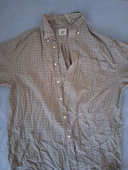 Vinatage  GAP 90s plaid flannel- olive green,tan,and creme