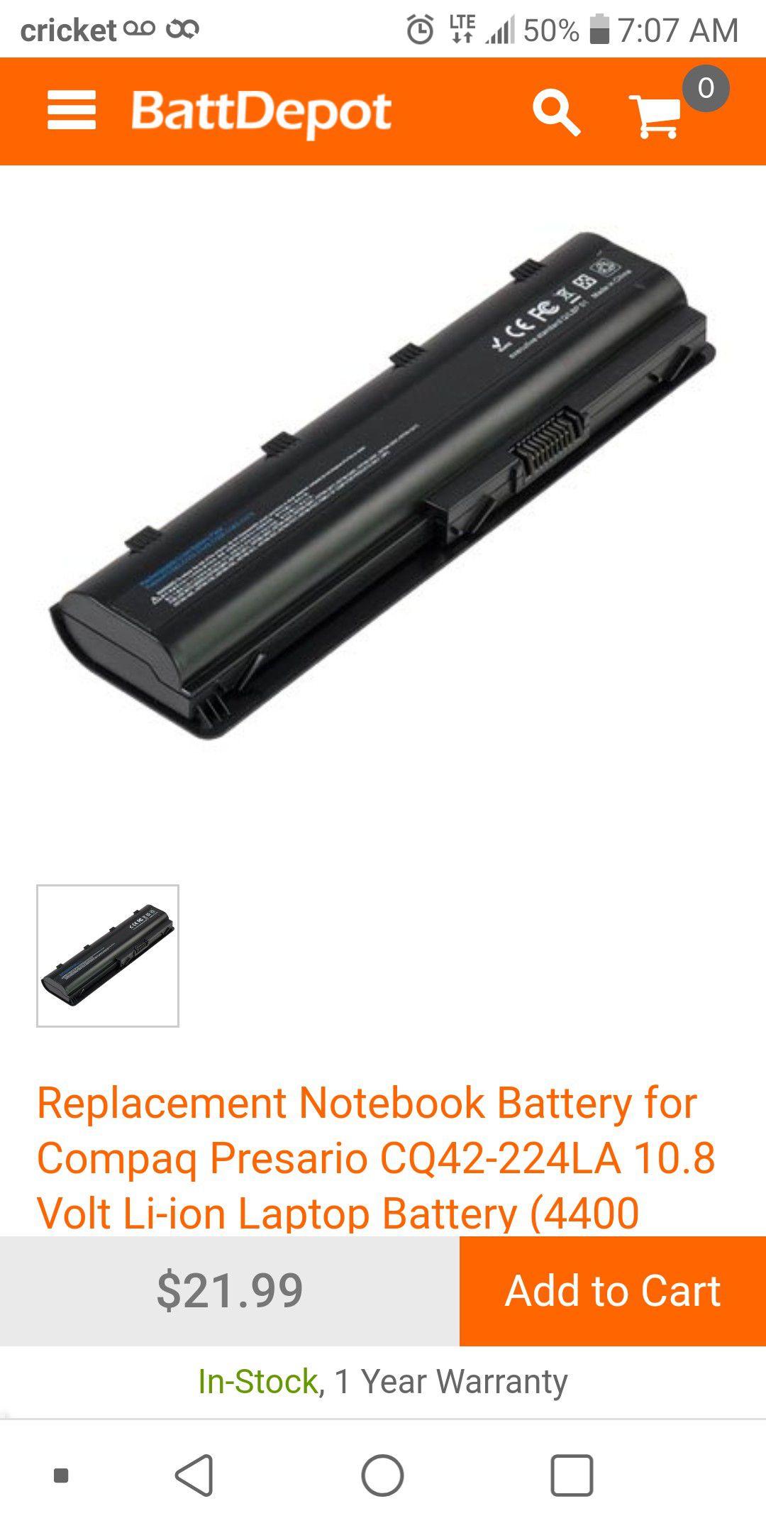 Replacement Notebook Battery for Compaq Presario CQ42-224LA 10.8 Volt Li-ion Laptop Battery (4400
