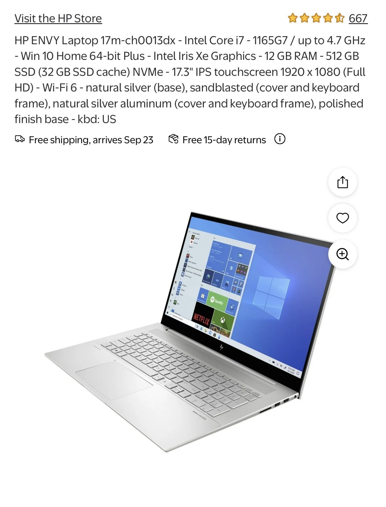 HP ENVY Laptop 17m-ch0013dx - Intel Core i7 
