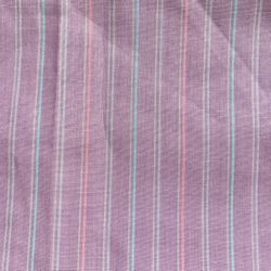 Fa-32 Cotton/polyester Lavender Fabric  W/pink, White, Aqua Strips