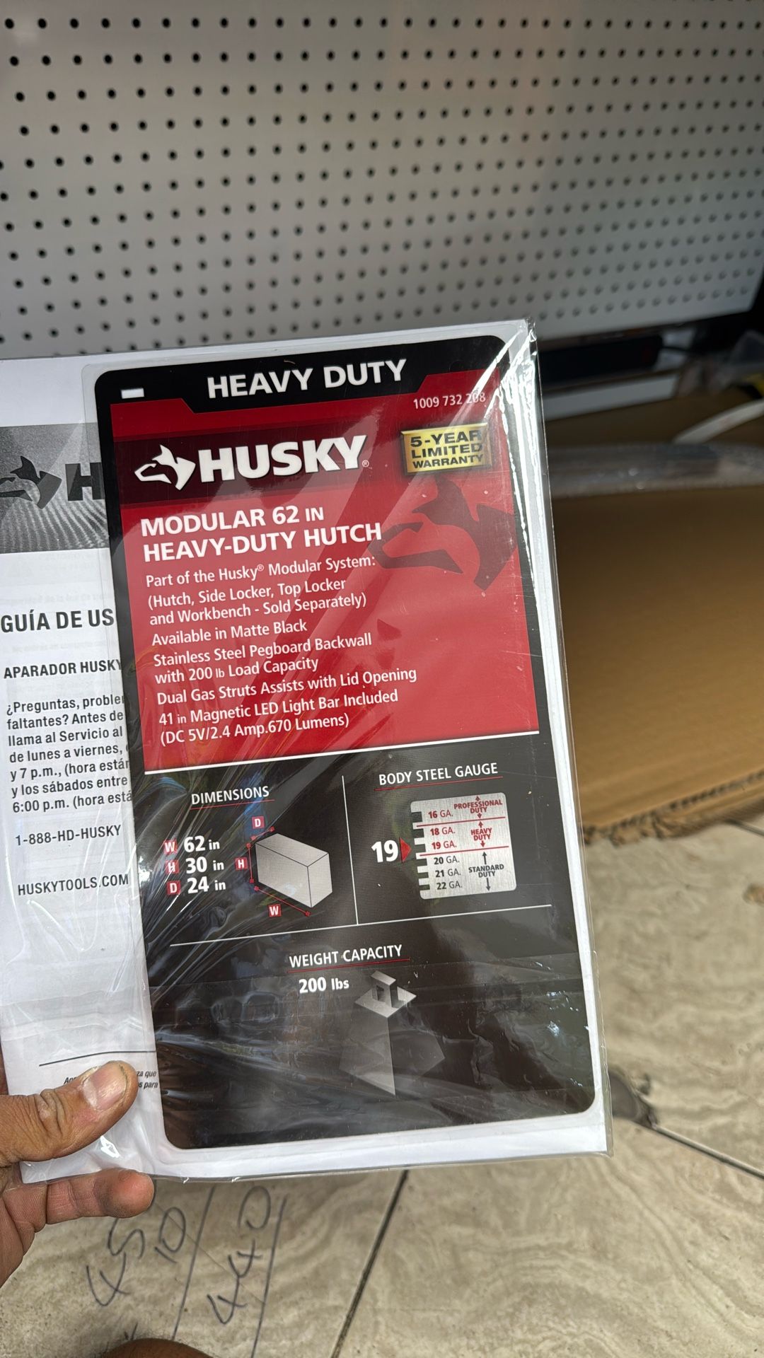 Husky Tool Storage Heavy Duty 96 in. W x 24 in. D Matte  Husky Modular lool Storage Heavy Duty 62 in. W x 24 in. D Matte Black Top Tool Chest