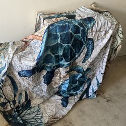 Turtle Shower Curtain With Tan Liner